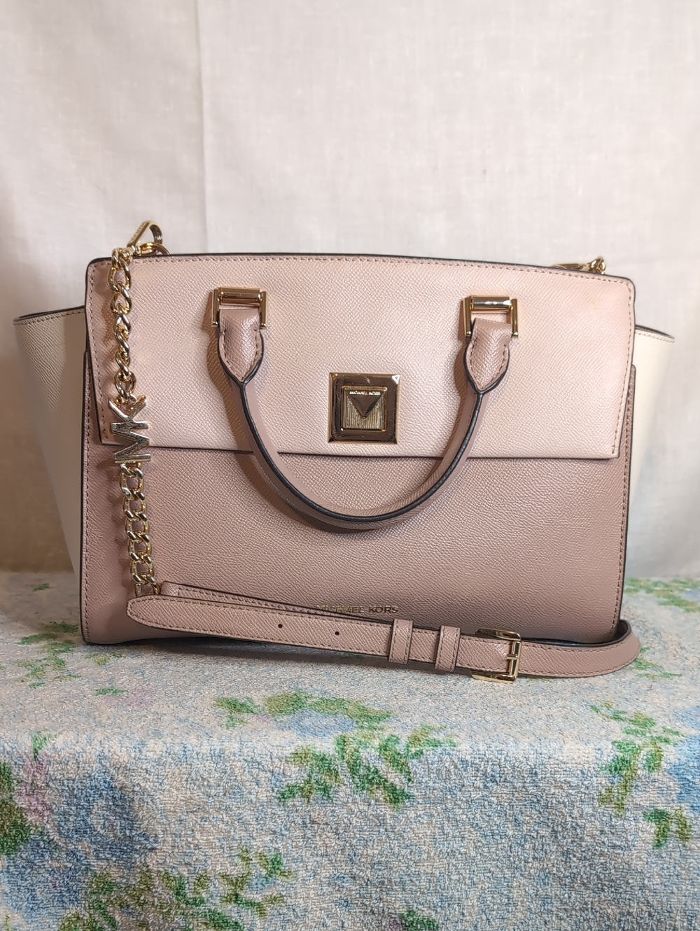 Michael Kors Sylvia Medium Crossgrain Leather Satchel